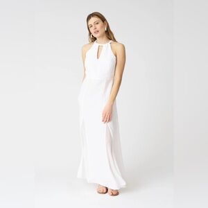 120% Lino Maxi Tie Neck Dress